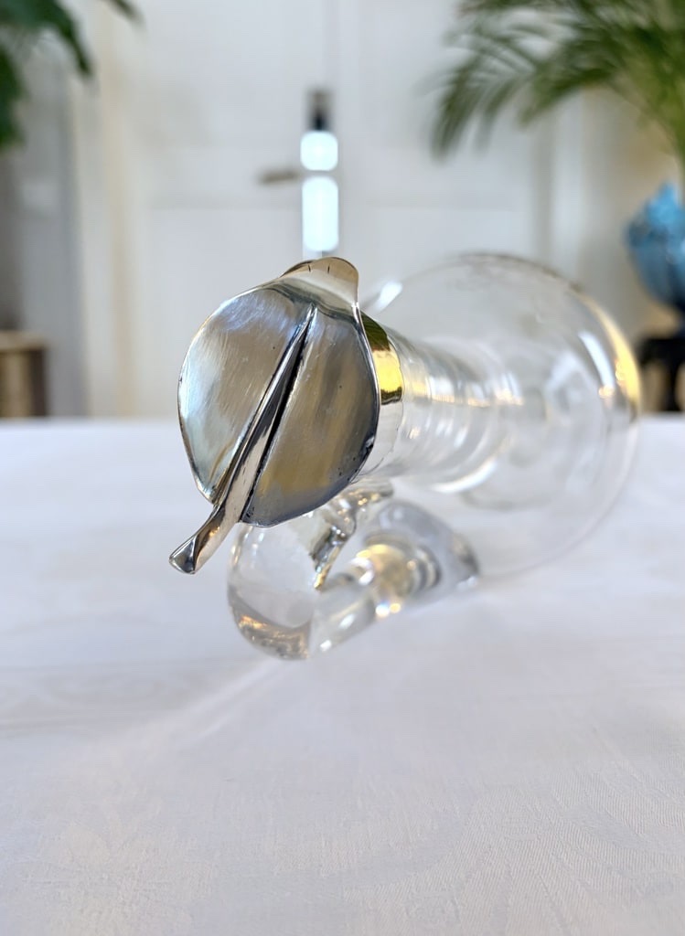 Crystal And Silver-plated Metal Pitcher - Engraved Monogram Design-photo-2