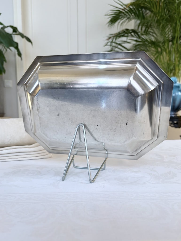 Silver-plated Metal Bread Basket - 20th Century, Modern Art Deco Style-photo-2