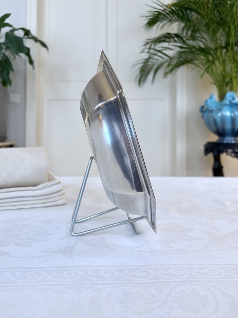 Silver-plated Metal Bread Basket - 20th Century, Modern Art Deco Style-photo-3