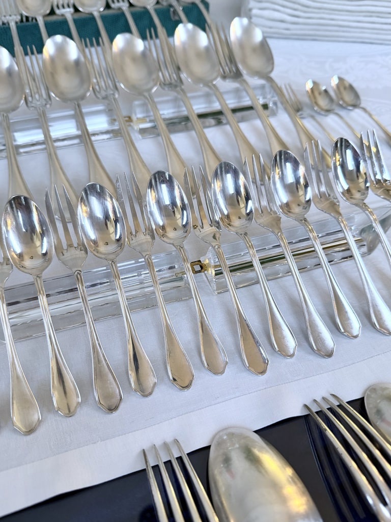 48 Piece Art Deco Silver-plated Cutlery Set - Ravinet d'Enfert Silversmith - Cutlery Sets-photo-1