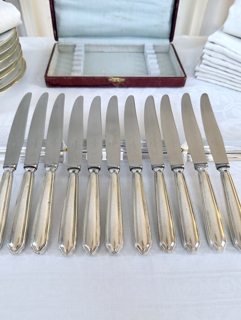 Silver-plated Knives - Ravinet d'Enfert - Club - Art Deco Cutlery Set-photo-2