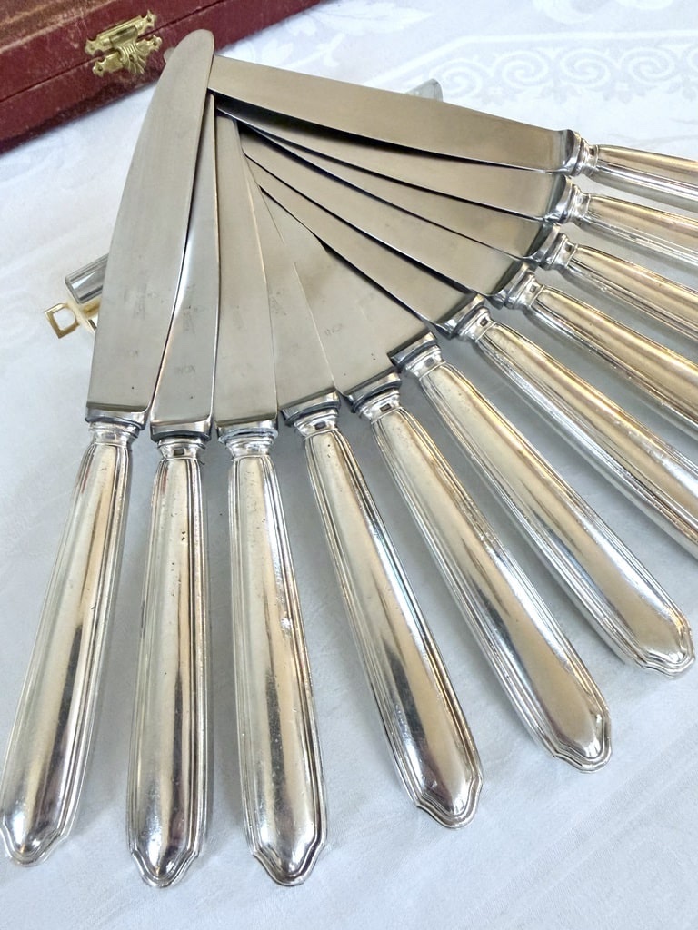 Silver-plated Knives - Ravinet d'Enfert - Club - Art Deco Cutlery Set-photo-3