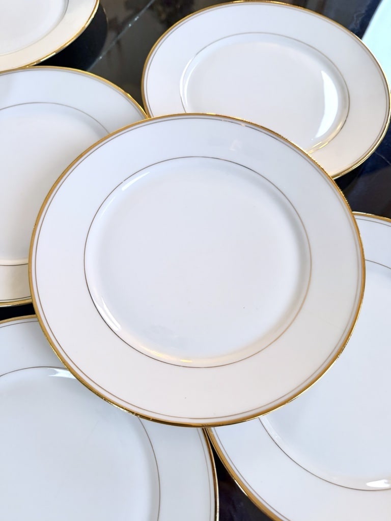 Porcelain Dessert Plates—with Fine Gold Trim—cirot Gadouin—tableware-photo-2