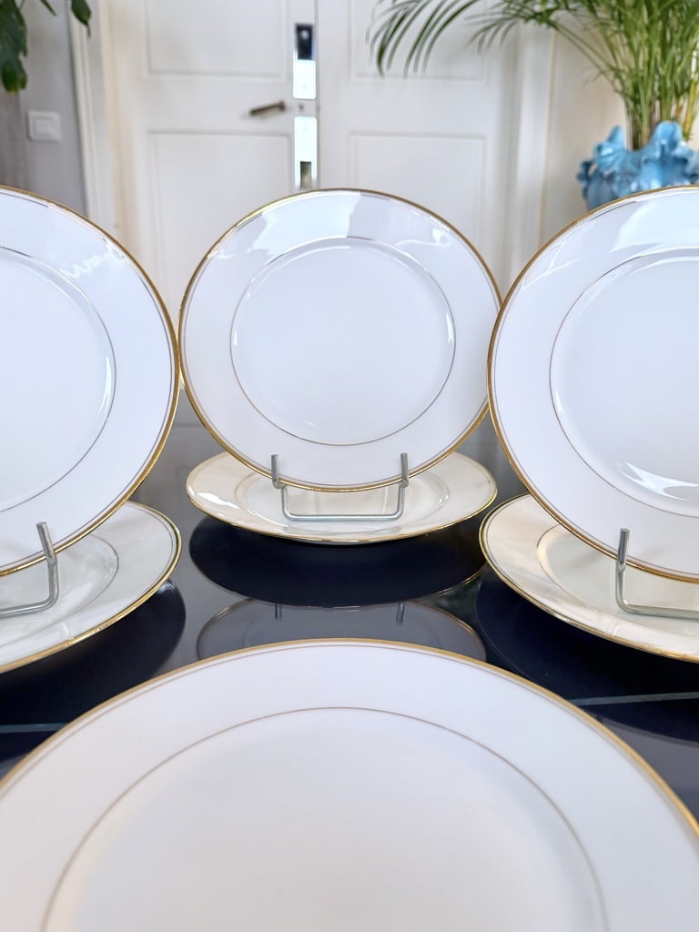Porcelain Dessert Plates—with Fine Gold Trim—cirot Gadouin—tableware-photo-3