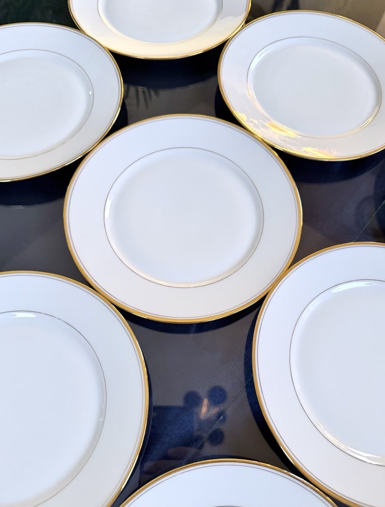 Porcelain Dessert Plates—with Fine Gold Trim—cirot Gadouin—tableware-photo-4