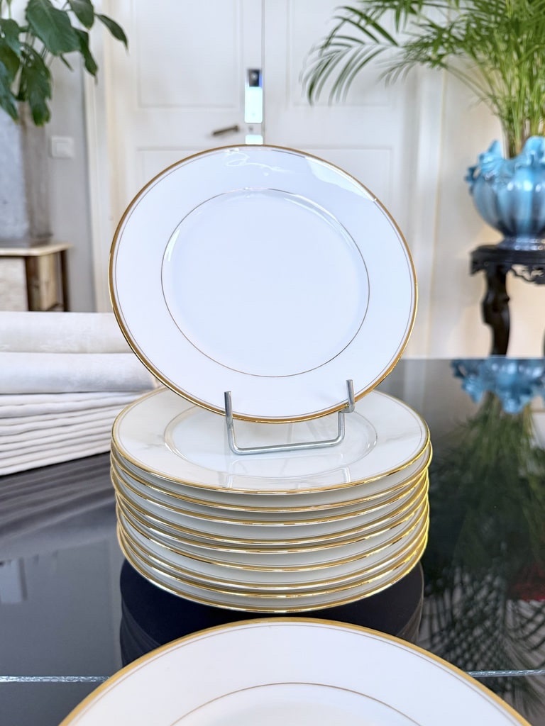 Porcelain Dessert Plates—with Fine Gold Trim—cirot Gadouin—tableware-photo-1