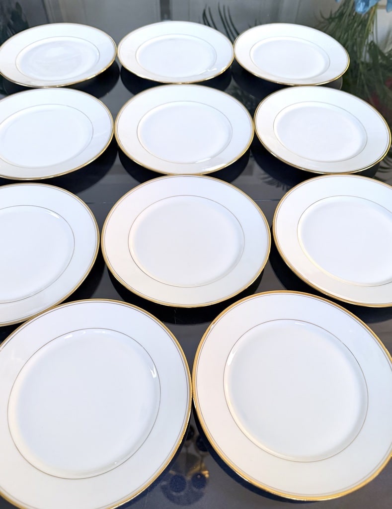 Porcelain Dessert Plates—with Fine Gold Trim—cirot Gadouin—tableware-photo-2