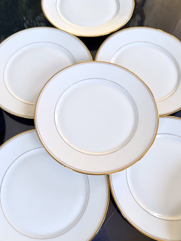 Porcelain Dessert Plates—with Fine Gold Trim—cirot Gadouin—tableware-photo-3