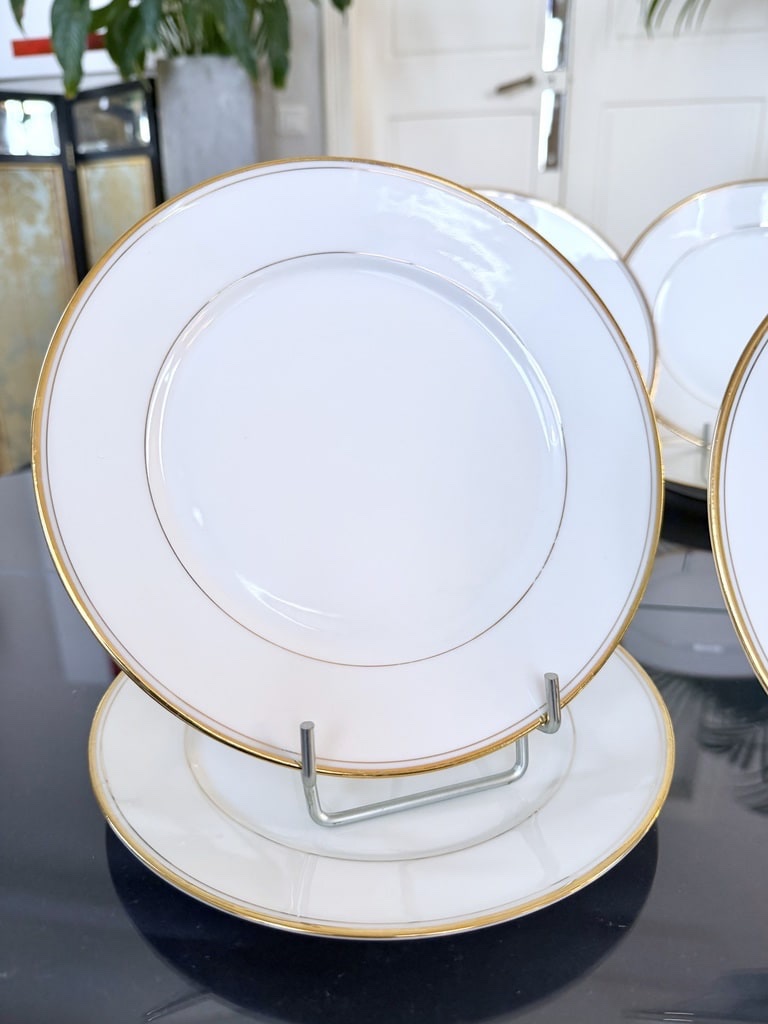Porcelain Dessert Plates—with Fine Gold Trim—cirot Gadouin—tableware-photo-5
