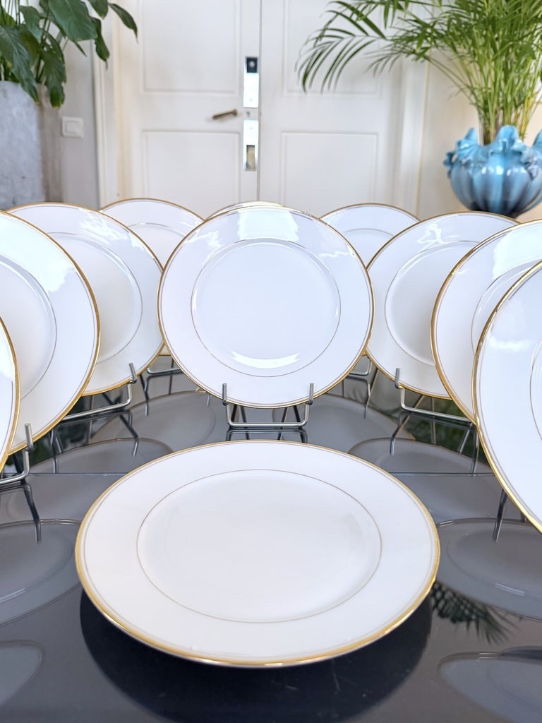 Porcelain Dessert Plates—with Fine Gold Trim—cirot Gadouin—tableware