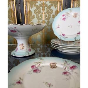 Dessert Service Plates And Fruit Bowl In Porcelain - Tb Monograms