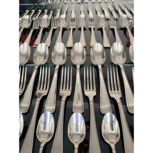 Art Deco Cutlery Set Of 83 Pieces In Silver Metal - Argental