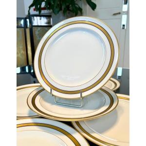 Limoges Porcelain Dessert Plates - White And Gold