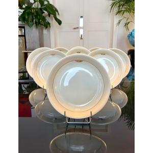 Deep Porcelain Plates With Monograms - Rouard - Hutschenreuther - Art Deco