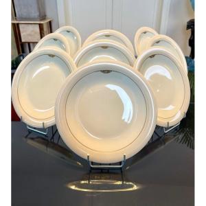 Art Deco Porcelain Dessert Plates - Monograms - Rouard - Hutschenreuther