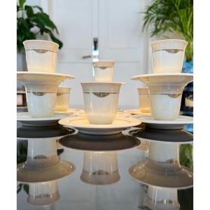 Art Deco Porcelain Coffee Service - Monograms - Rouard - Hutschenreuther