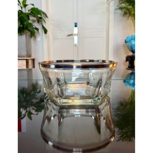 Saladier Bol De Service En Verre Et Métal Argenté - Art Déco 