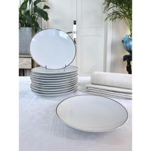 Assiettes Plates Vintage - Porcelaine Décor Filet Platine