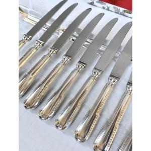 Couteaux de Table Modèle Filets - Manches Métal Argenté et Lames Inox