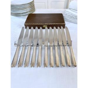 Couteaux Art Déco en métal alfénide - Christofle - Coffret