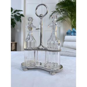 Huilier Vinaigrier En Métal Argenté - Cruet Bottles - Serviteur Vintage