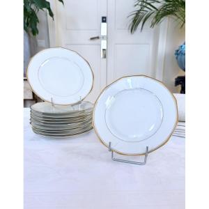 Assiettes à dessert en porcelaine fine et filets à l'or fin - fin 19e siècle