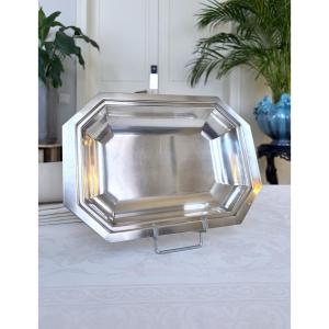Silver-plated Metal Bread Basket - 20th Century, Modern Art Deco Style
