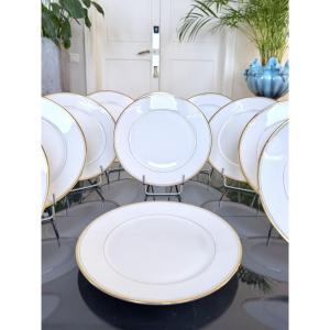 Porcelain Dessert Plates—with Fine Gold Trim—cirot Gadouin—tableware