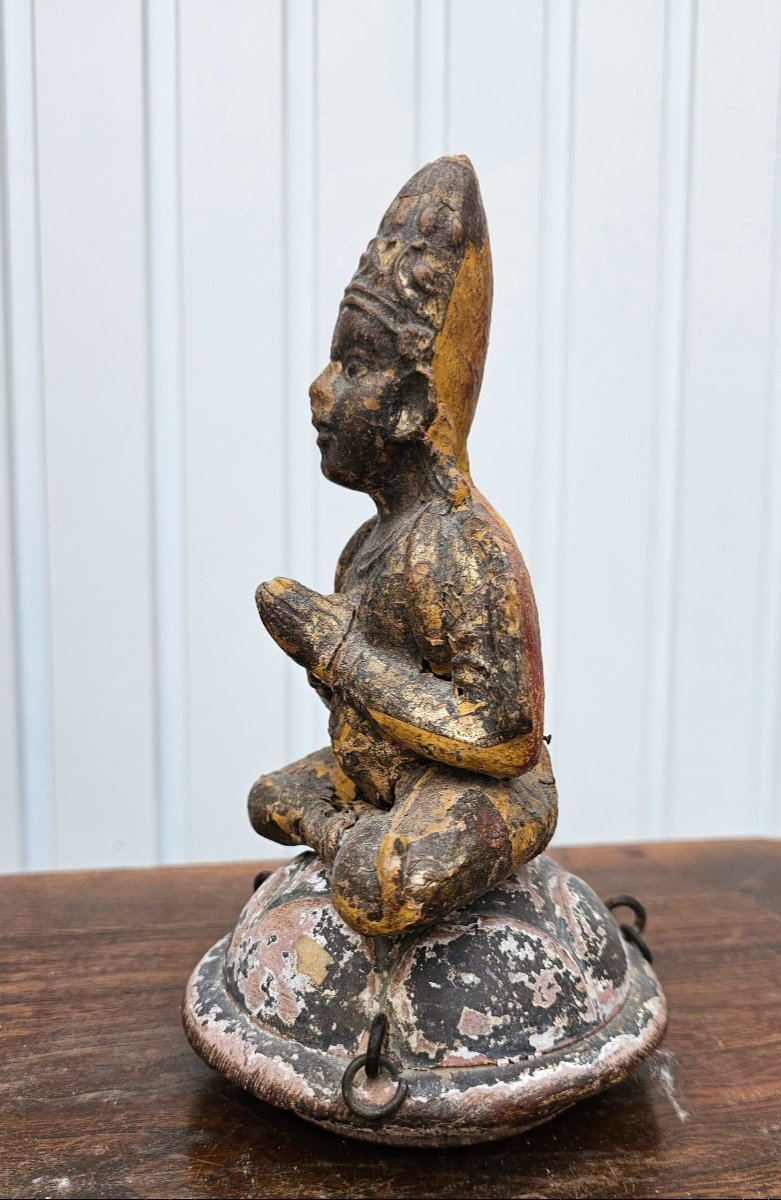 Grinder En Bois Sculpté Bouddha - Mini Broyeur à Herbes Avec Dents Métalliques, Fait Main, Design Compact - 9