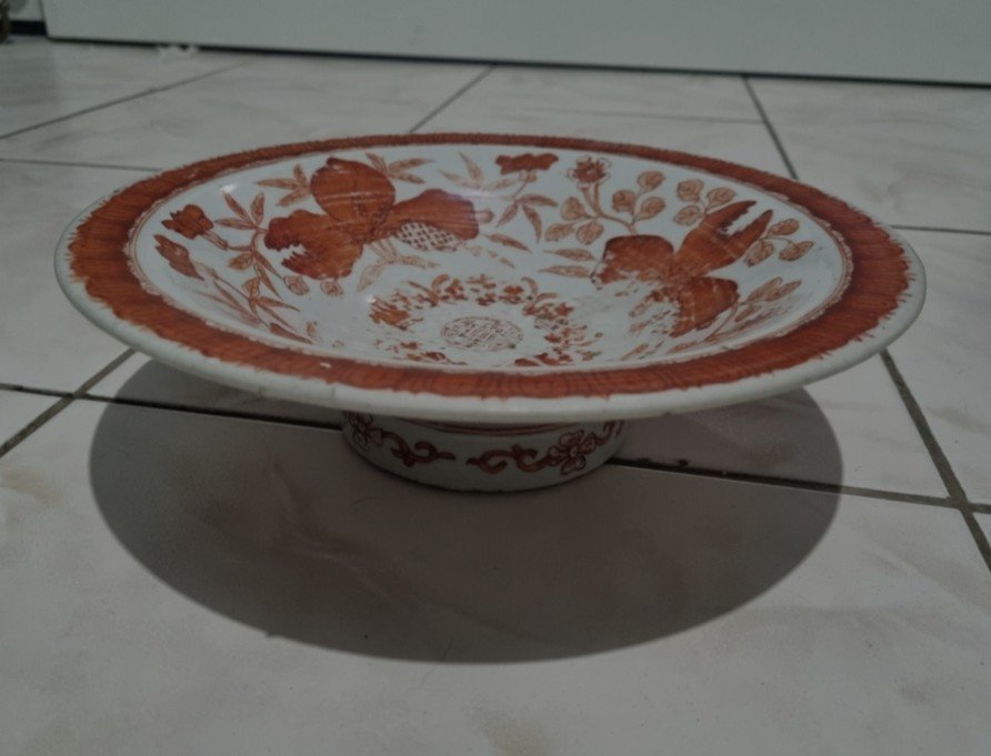 Proantic: Plat Sur Pied Chinois Fére Rouge - Chine - XIXe Siècle