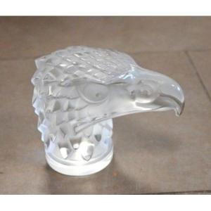 Lalique France Tête d'Aigle Bouchon De Radiateur En Cristal Moulé-pressé Transparent 