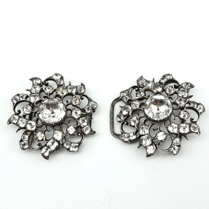 Boucle De Ceinture XVIIIème Siècle En Argent Et Pierres Du Rhin-photo-1