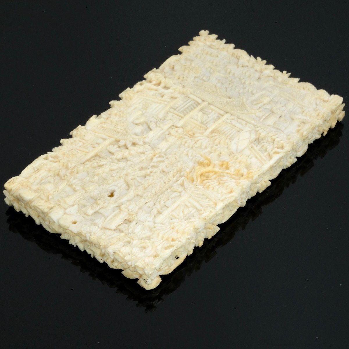 Etui &agrave; Cartes Sculpt&eacute;, Chinois Canton 19&egrave;me Si&egrave;cle-photo-2