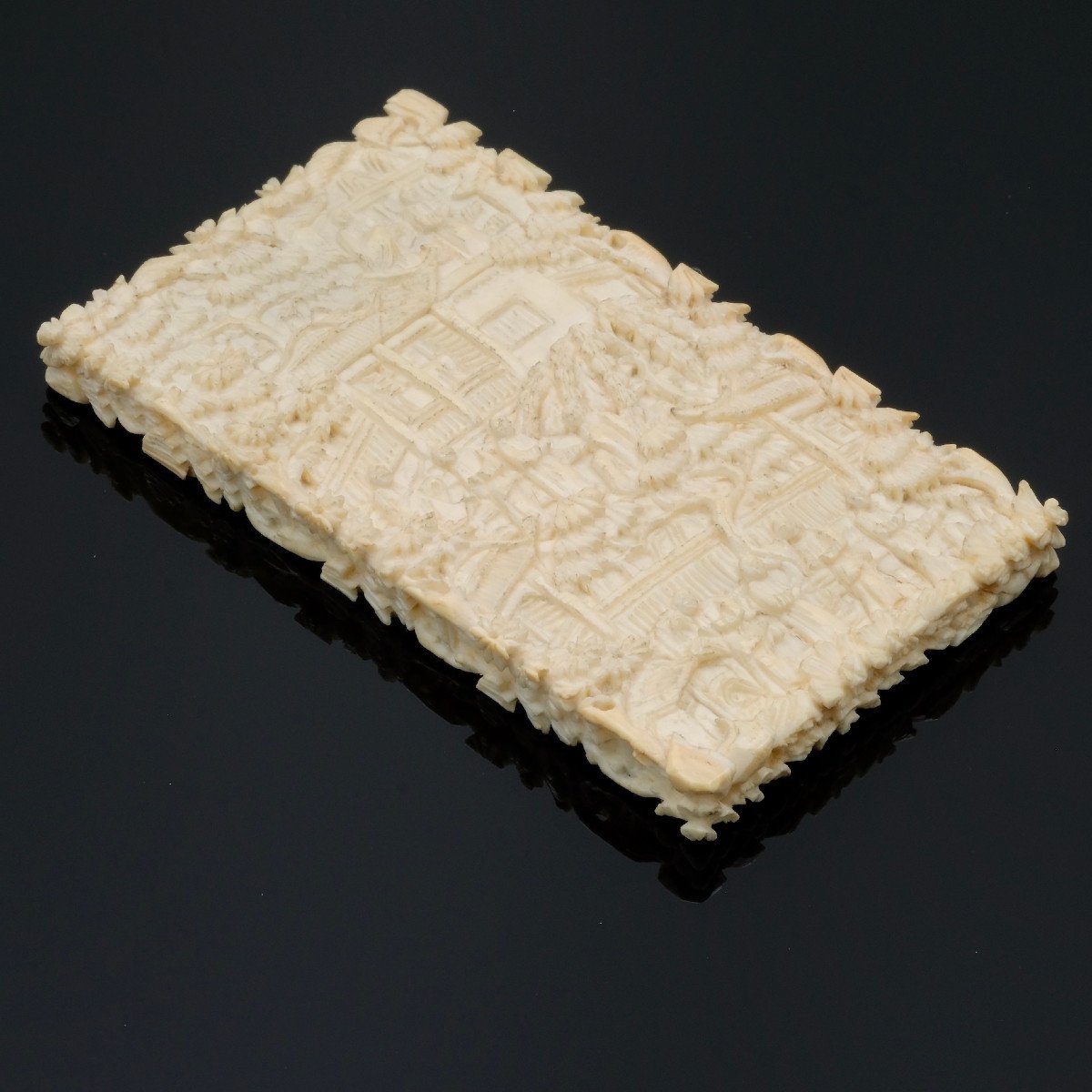 Etui &agrave; Cartes Sculpt&eacute;, Chinois Canton 19&egrave;me Si&egrave;cle-photo-3
