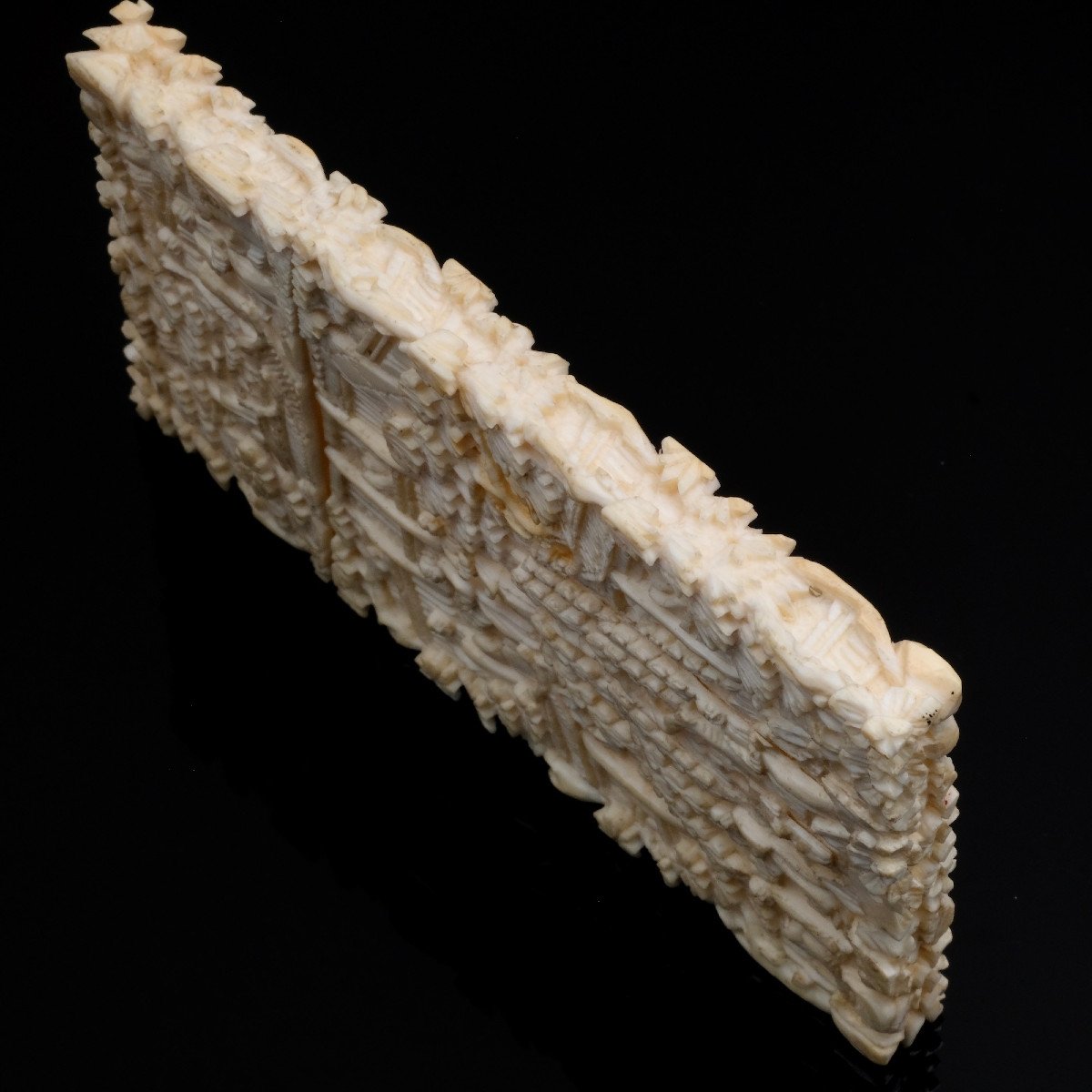 Etui &agrave; Cartes Sculpt&eacute;, Chinois Canton 19&egrave;me Si&egrave;cle-photo-2