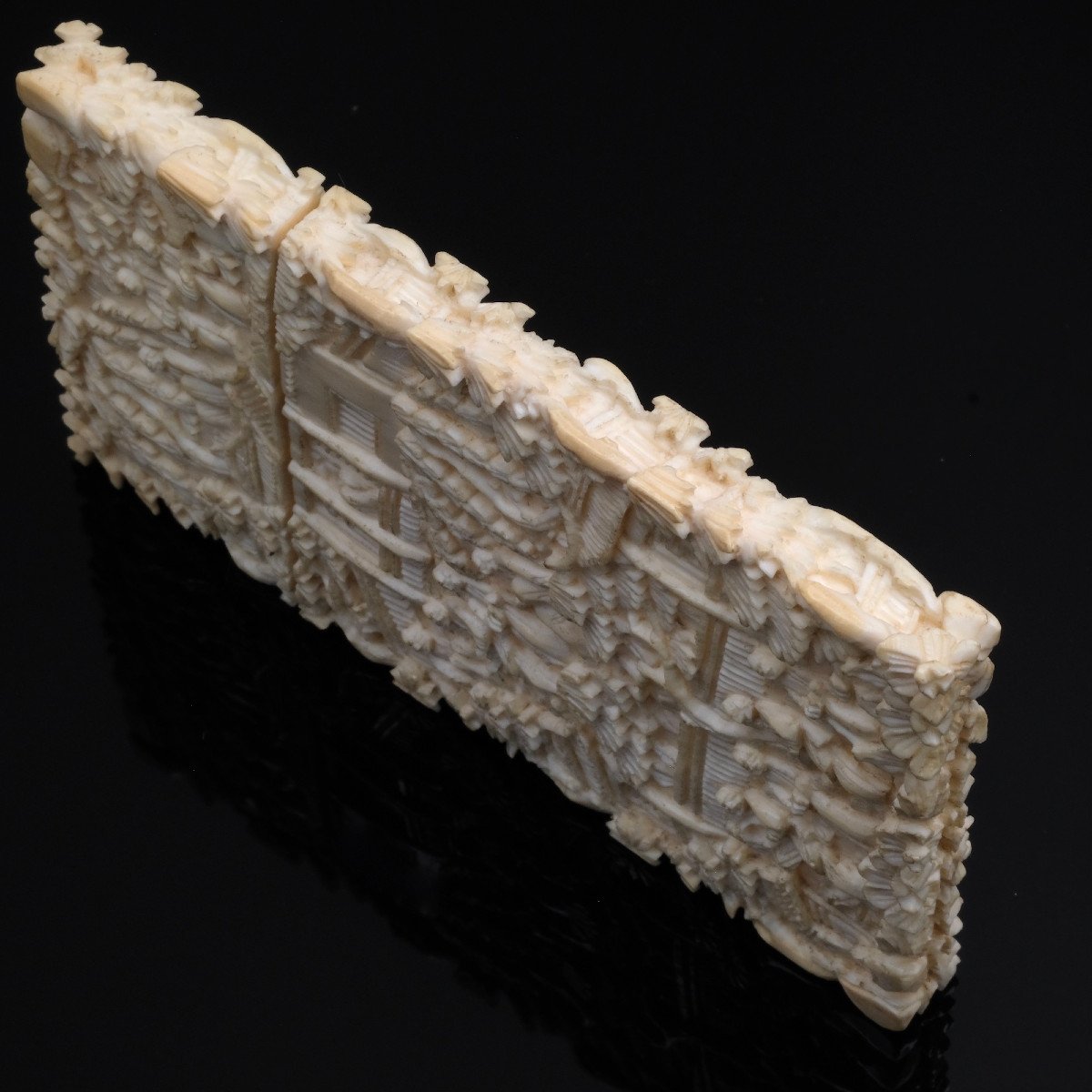 Etui &agrave; Cartes Sculpt&eacute;, Chinois Canton 19&egrave;me Si&egrave;cle-photo-3