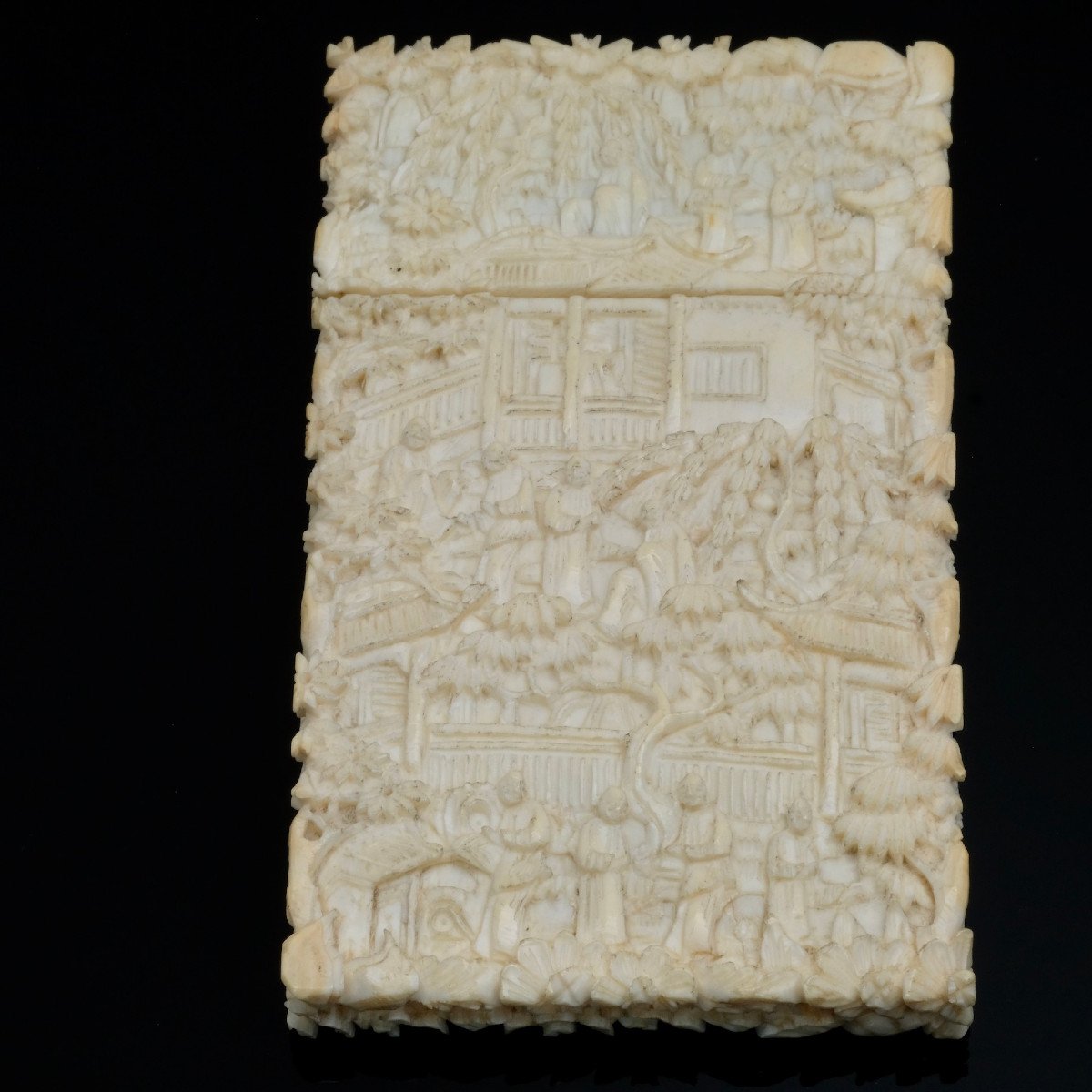 Carved Card Case, Chinese Canton 19th Century-photo-4