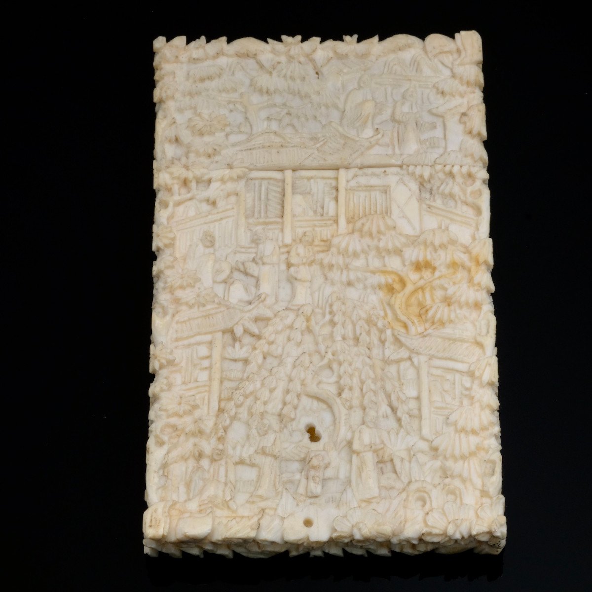 Carved Card Case, Chinese Canton 19th Century-photo-5