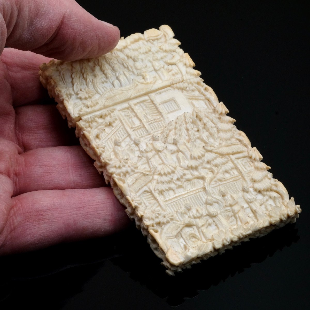 Carved Card Case, Chinese Canton 19th Century-photo-7