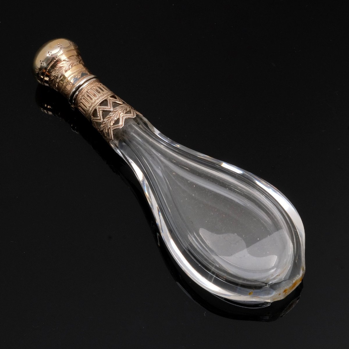 Napoleon III Salt Bottle, Crystal And Vermeil In Its Original Box-photo-2