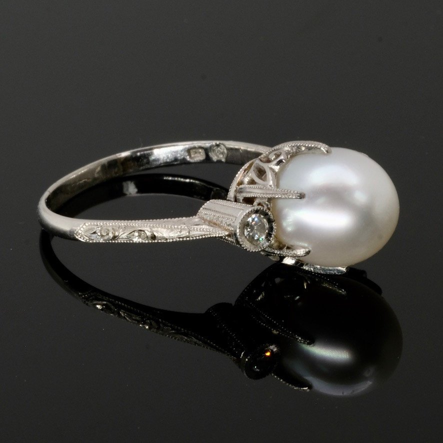 Bague Art Déco Perle et Platine  Mikimoto-photo-1