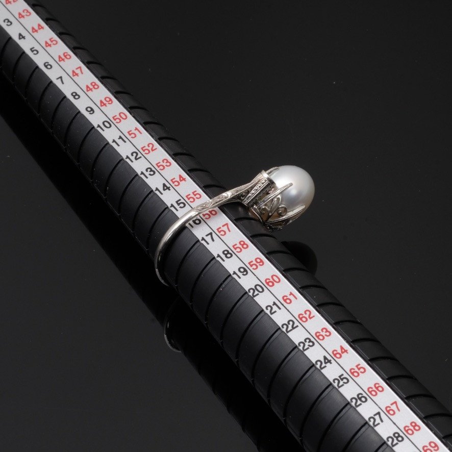 Bague Art Déco Perle et Platine  Mikimoto-photo-4