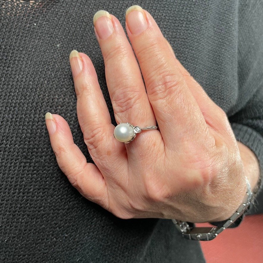 Bague Art Déco Perle et Platine  Mikimoto-photo-6