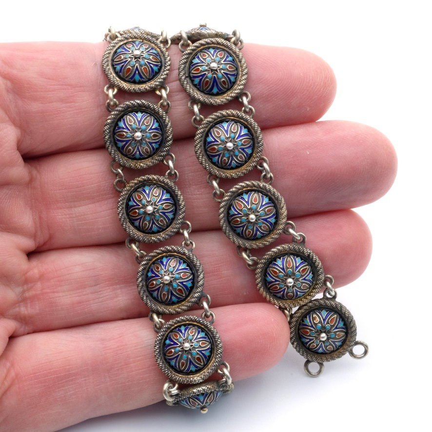 Art Nouveau Necklace Late 19th Century Vermeil And Enamels David Andersen-photo-4