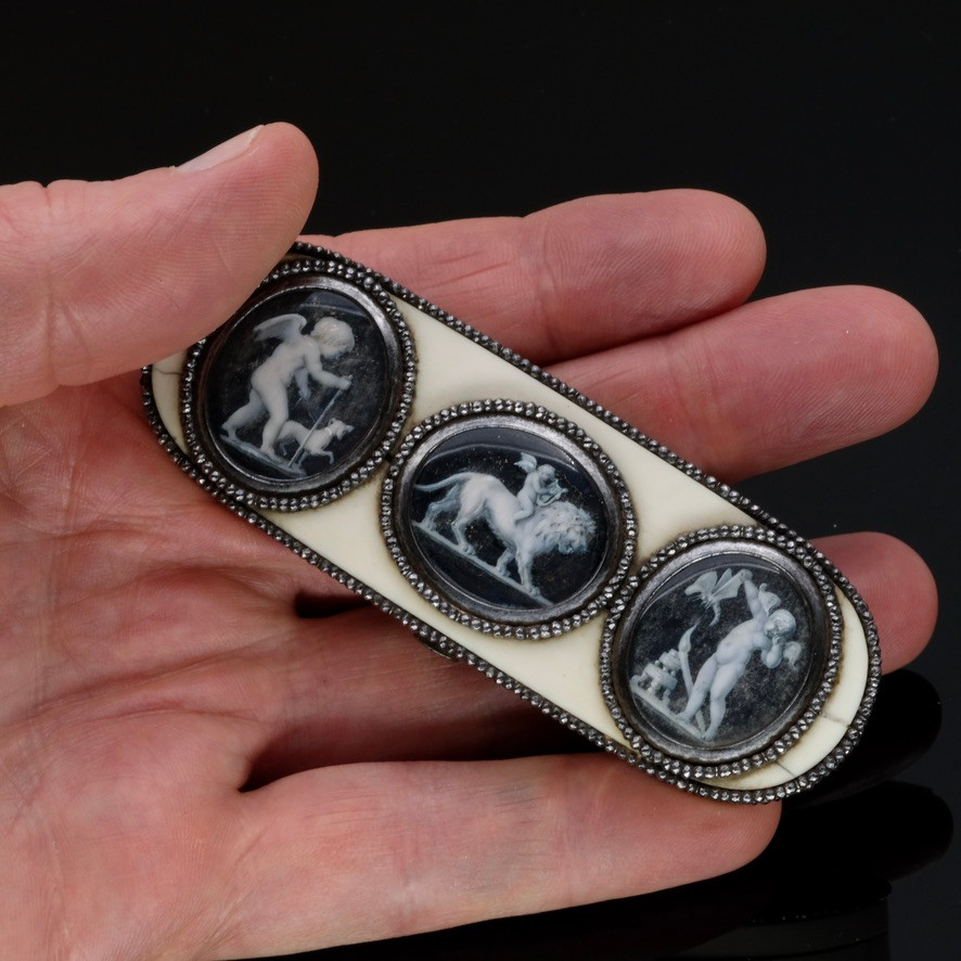 18th Century Ivory Toothpick Box, Grisaille Miniatures In The Spirit Of Gault-photo-5