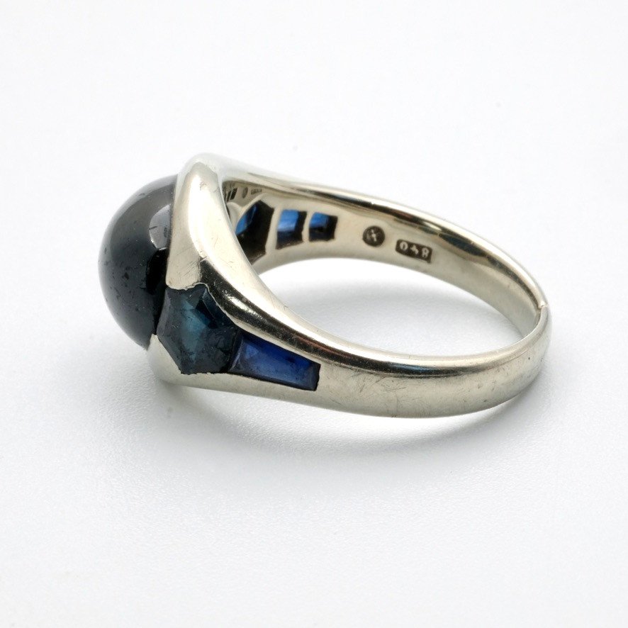 Bague Or Blanc Et Saphirs Art Déco Années 1920-photo-3