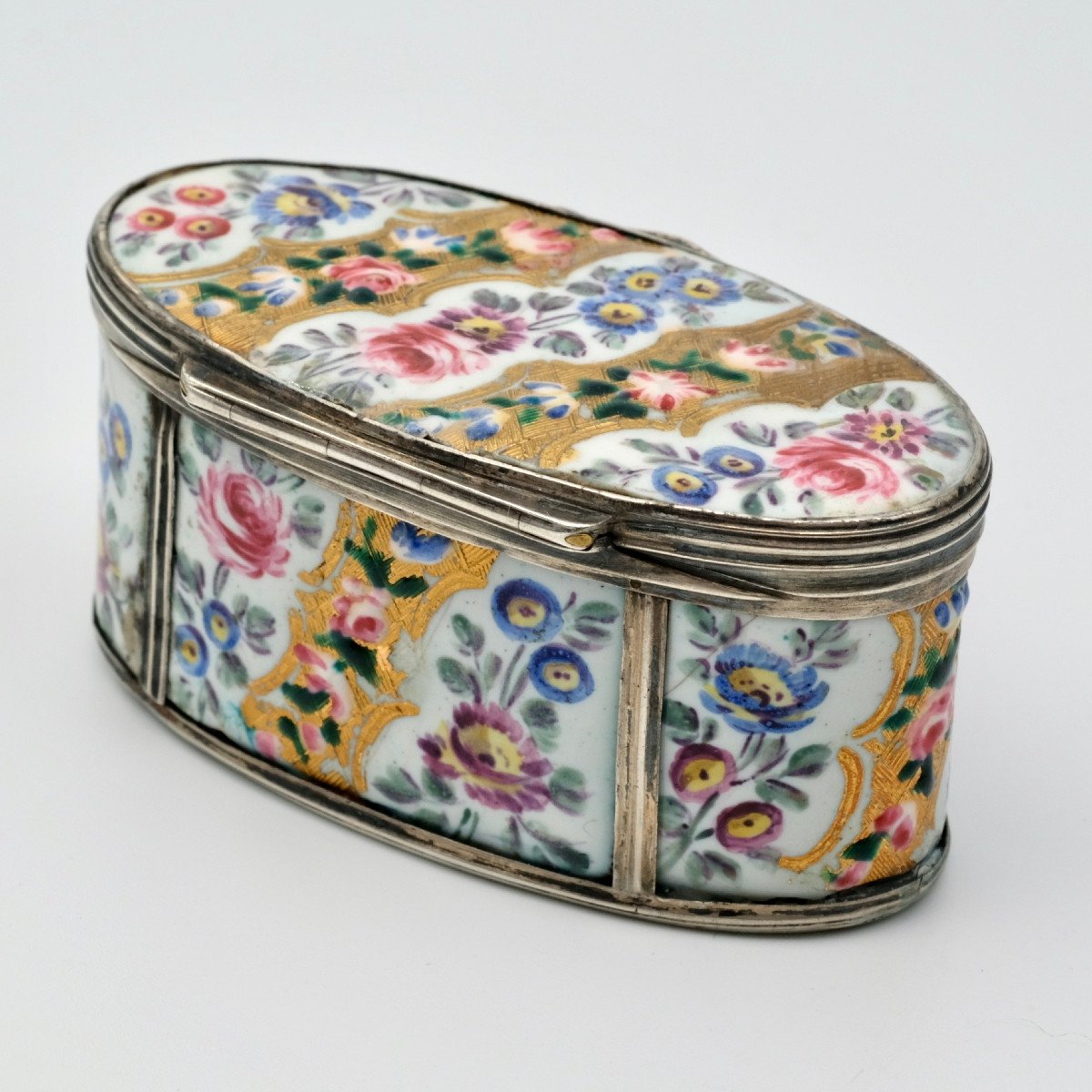 18th Century Silver Frame Box With Enamel Cage-photo-1