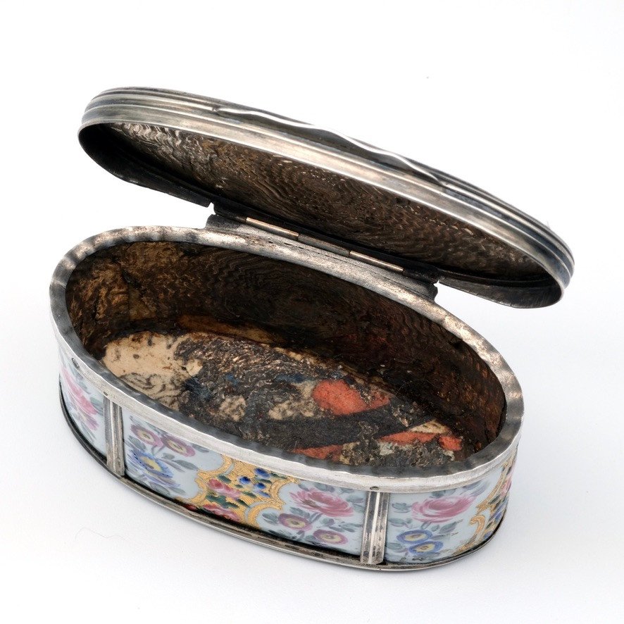 18th Century Silver Frame Box With Enamel Cage-photo-5