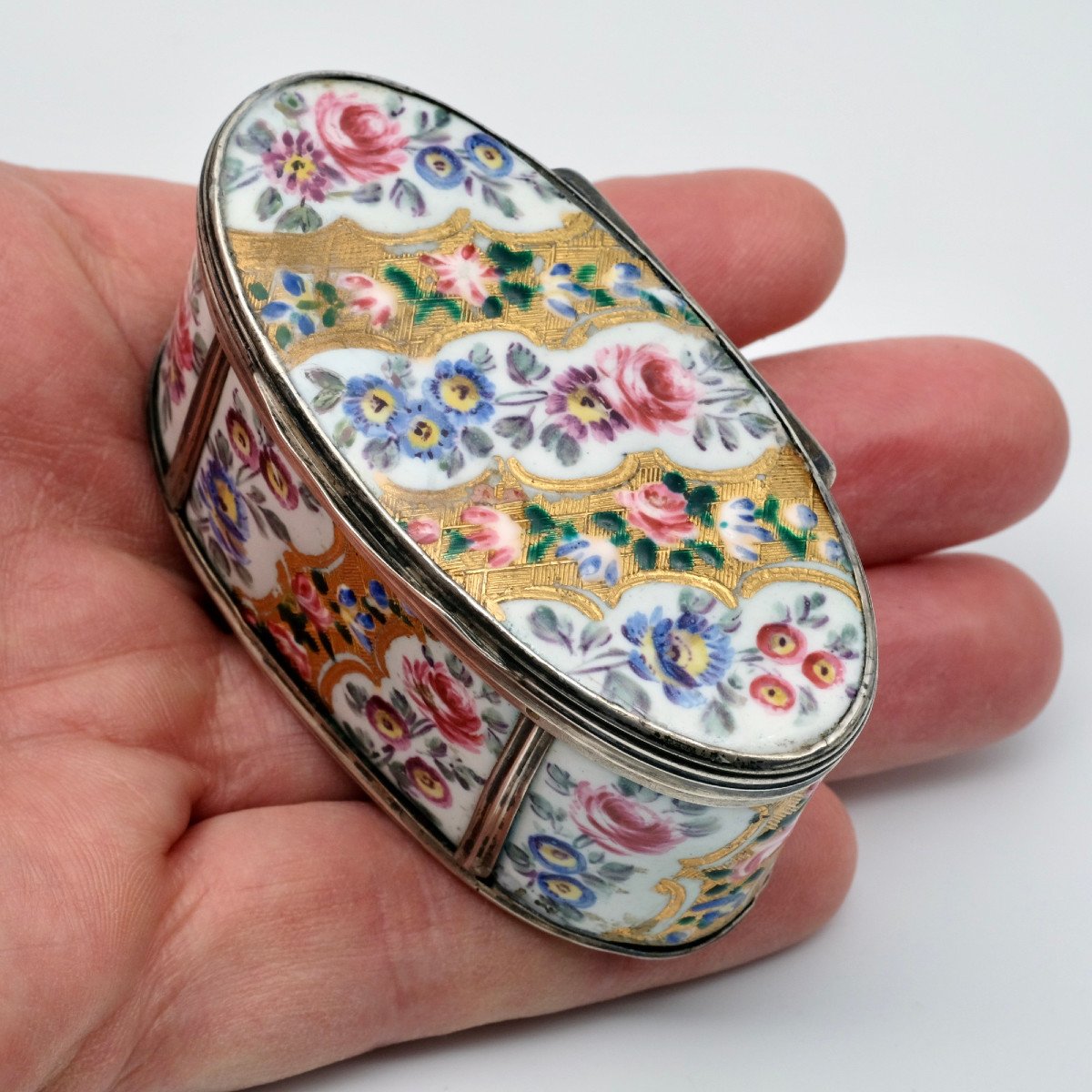 18th Century Silver Frame Box With Enamel Cage-photo-7