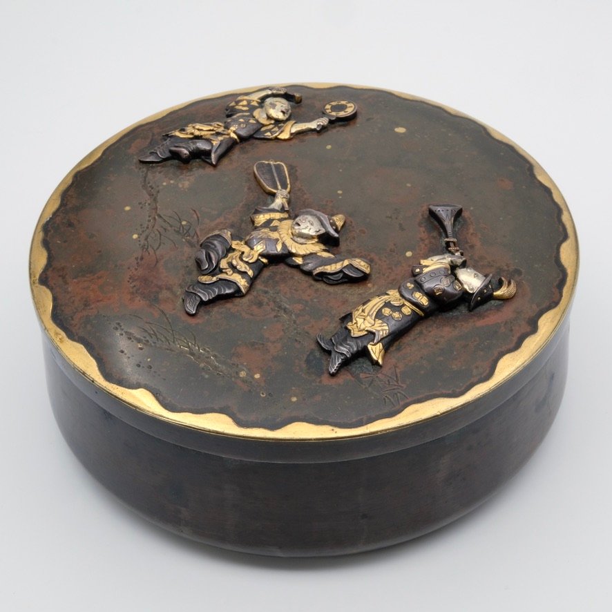 Bronze Box And Shibuichi Japan Meiji Period 19th Century-photo-2
